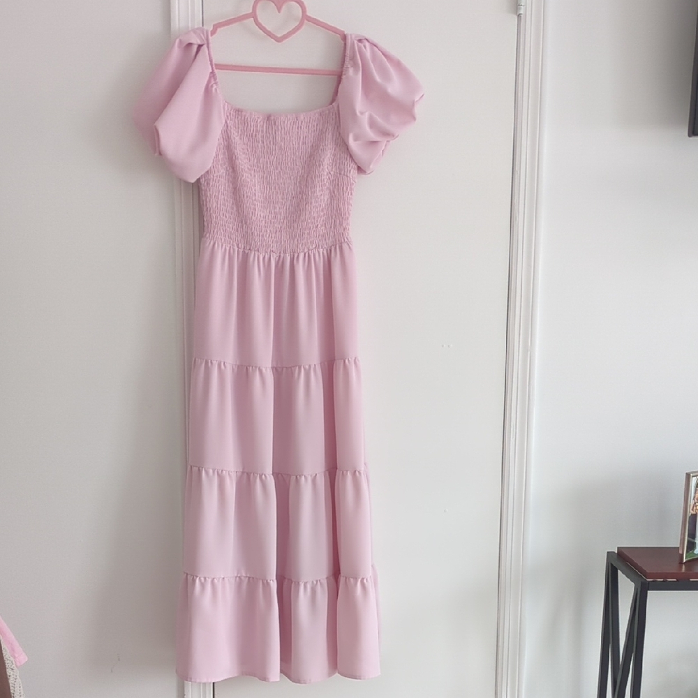 Chic Pink Smocked Maxi Dress